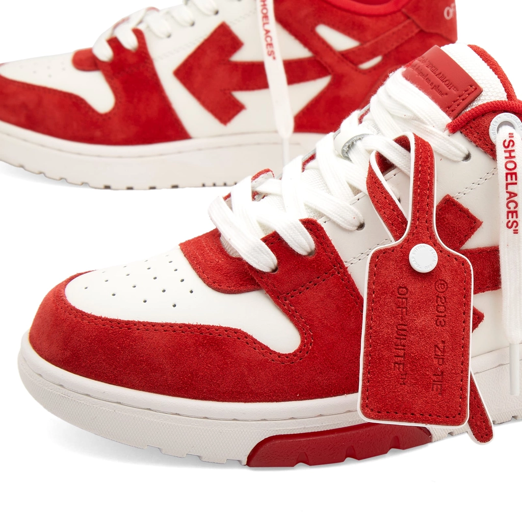 Off White Men's Out Of Office Suede Sneaker Brick Red/White